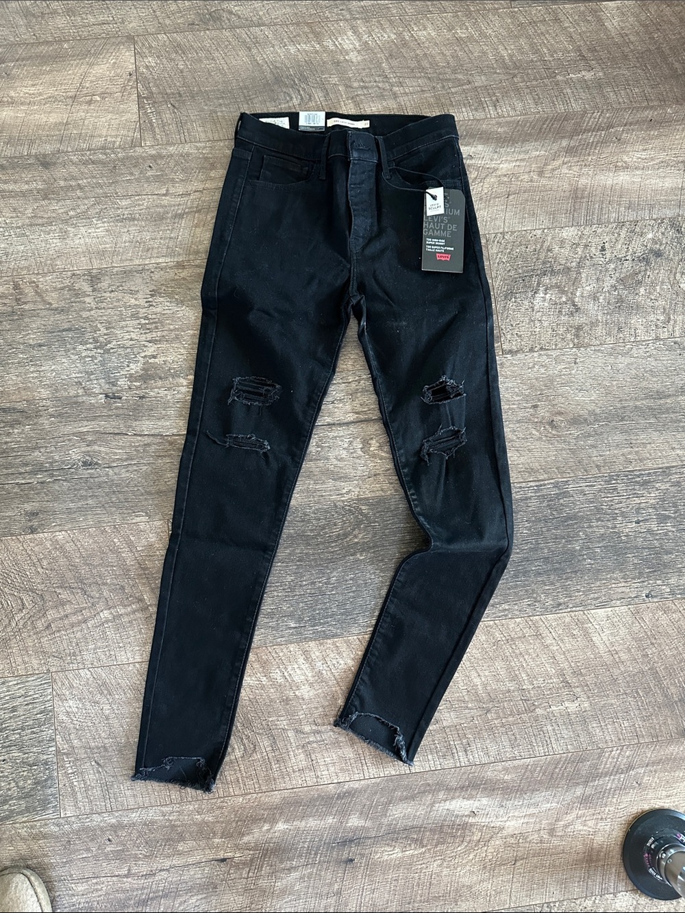 Levi's Black Skinny Ripped Jeans